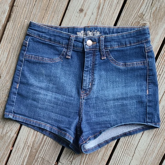 Wild Fable Blue Jean Shorts Distressed Cut-Off Style - Picture 2 of 6